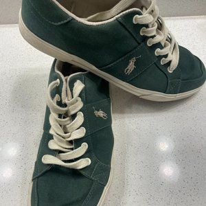 "Polo Ralph Lauren Vaughn Green Canvas Leather Sneakers - Men's Size 12D"